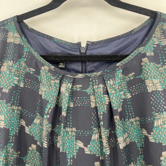 TALBOTS Tweed Dress Sz 16P Blue Green Dark Academia Mixed Media Metallic Preppy - Picture 2 of 13